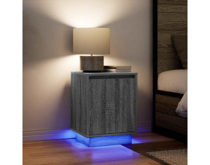 Sonata H Нощни шкафчета с LED осветление 2 бр. сиво Сонома 38x34x50 см