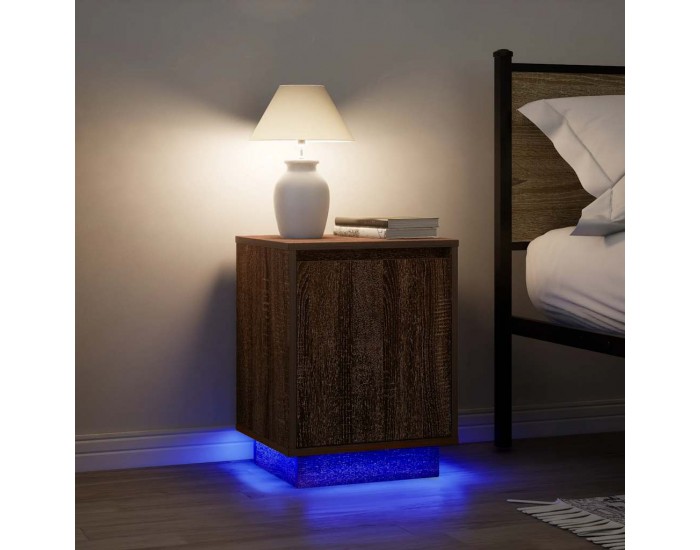 Sonata H Нощен шкаф с LED осветление Кафяв дъб 38x34x50 cm