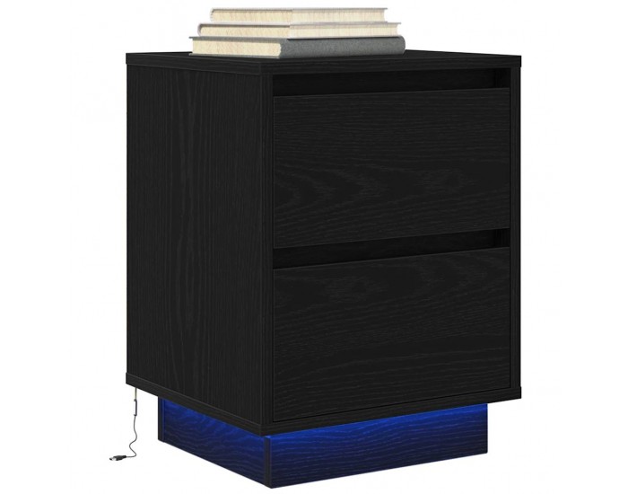 Sonata Noptiera cu lumini LED Negru 38x34x50 cm