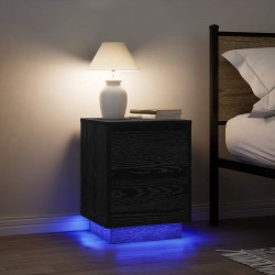 Sonata H Нощни шкафчета с LED осветление 2 бр., черни 38x34x50 cm - Noptiere