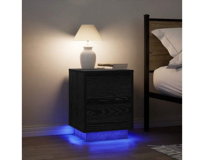 Sonata H Нощни шкафчета с LED осветление 2 бр., черни 38x34x50 cm