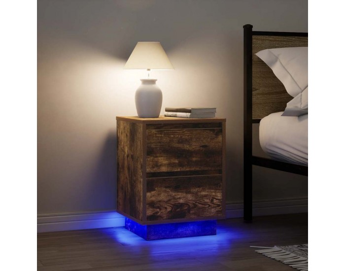 Sonata H Нощно шкафче с LED осветление опушен дъб 38x34x50 cm
