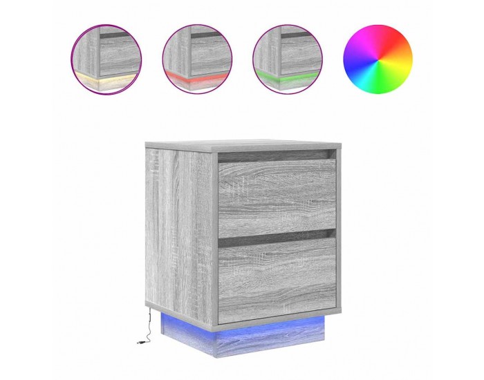 Sonata H Нощен шкаф с LED осветление Grey Sonoma 38x34x50 cm