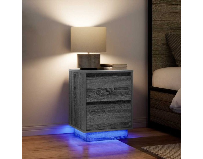 Sonata H Нощен шкаф с LED осветление Grey Sonoma 38x34x50 cm