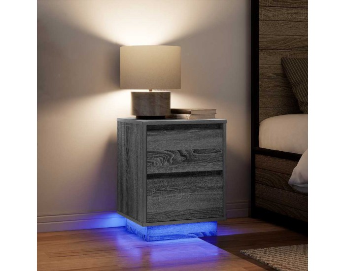 Sonata H Нощни шкафчета с LED осветление 2 бр. сиво Сонома 38x34x50 см