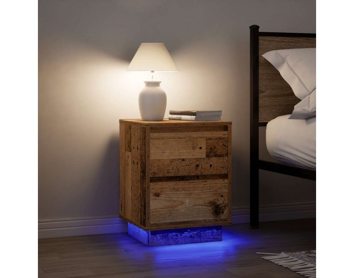 Sonata H Нощно шкафче с LED осветление Старо дърво 38x34x50 cm