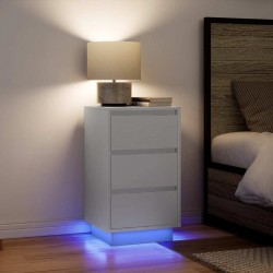Sonata H Нощно шкафче с LED осветление бяло 38x34x65 cm - Noptiere