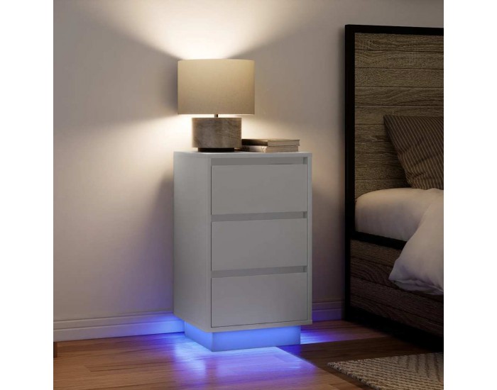 Sonata H Нощно шкафче с LED осветление бяло 38x34x65 cm