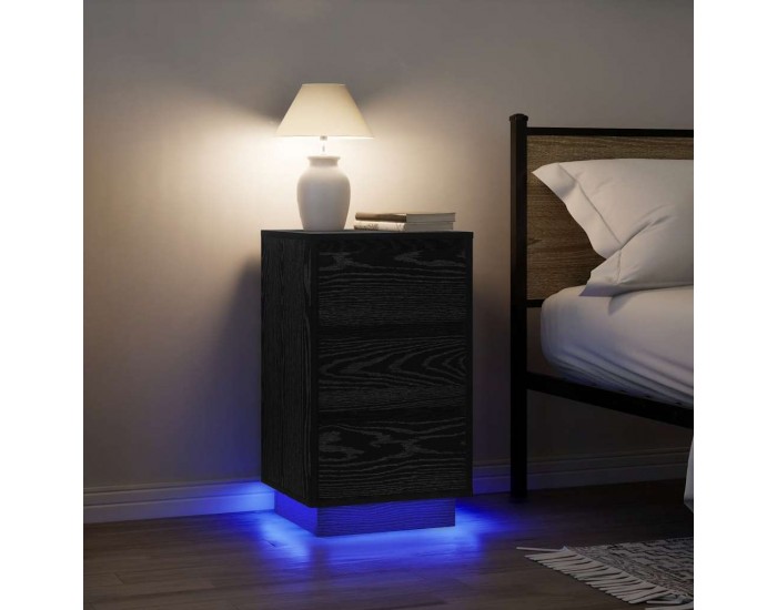 Sonata H Нощно шкафче с LED осветление черно 38x34x65 cm