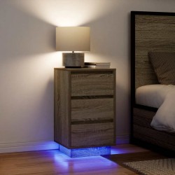 Sonata H Нощен шкаф с LED осветление Дъб Сонома 38x34x65 cm - Noptiere