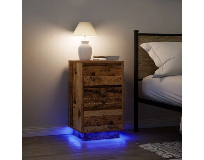 Sonata H Нощно шкафче с LED осветление Старо дърво 38x34x65 cm