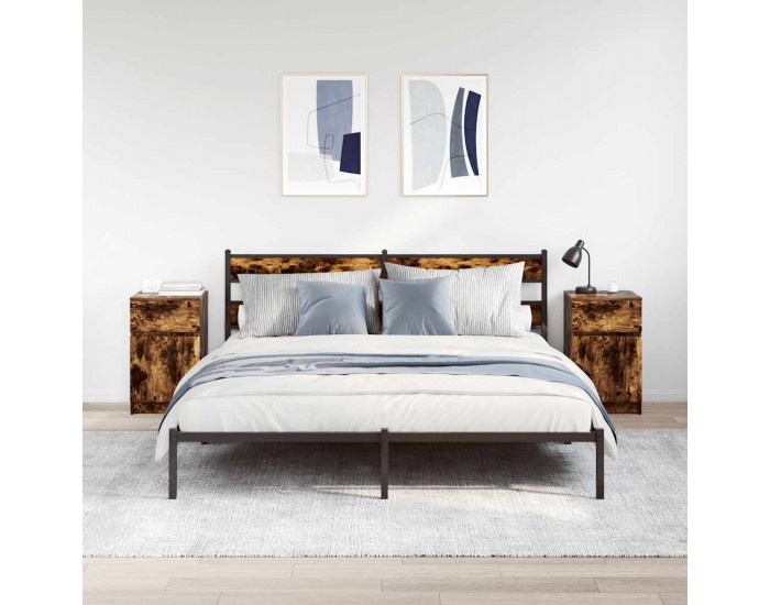 Sonata H Нощни шкафчета 2 бр опушен дъб 39x35x65 см инженерно дърво