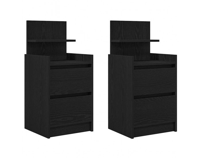 Sonata H Нощни шкафчета с 2 чекмеджета 2 бр., черно 38x34x80 см