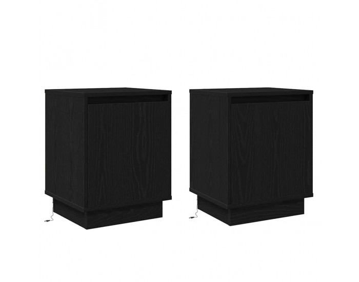 Sonata H Нощен шкаф с 2 pcs Черно 39 x 34.5 x 50 см Инженерно дърво