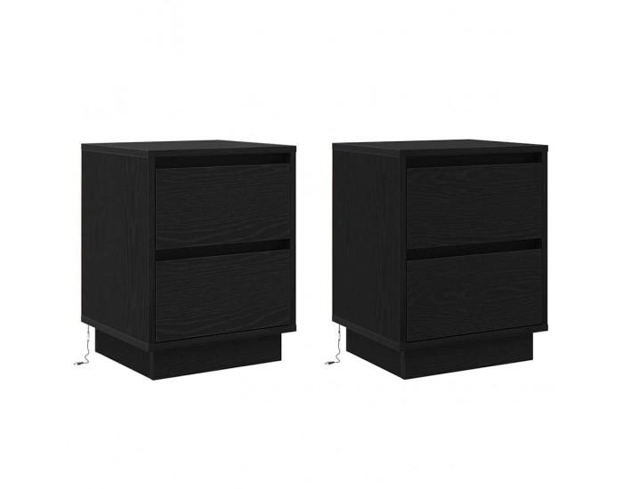Sonata H Нощен шкаф с 2 pcs Черно 39 x 34.5 x 50 см Инженерно дърво
