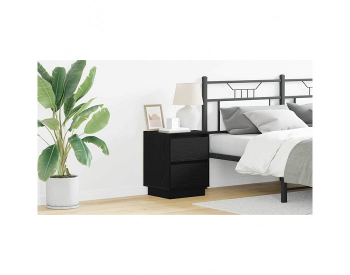 Sonata H Нощен шкаф с 2 pcs Черно 39 x 34.5 x 50 см Инженерно дърво