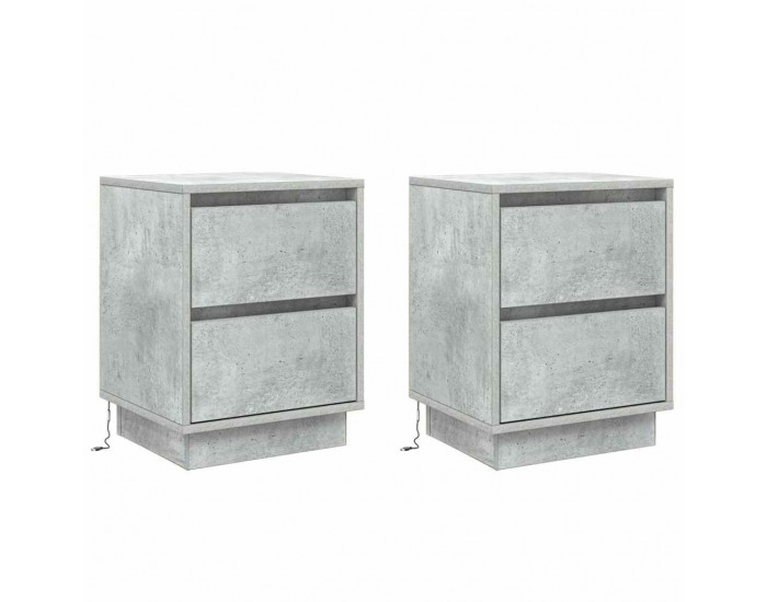 Sonata H Нощен шкаф 2 pcs Бетонно сиво 39 x 34.5 x 50 см Инженерно дърво