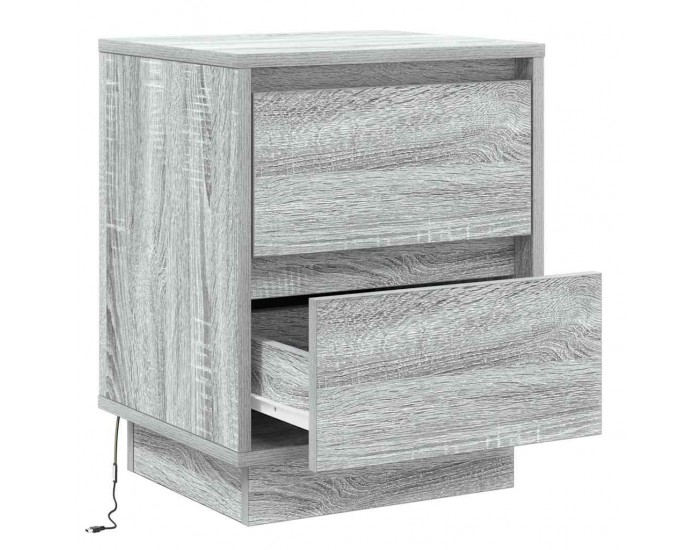 Sonata H Нощен шкаф с чекмедже с Сив 39 x 34.5 x 50 см Инженерно дърво
