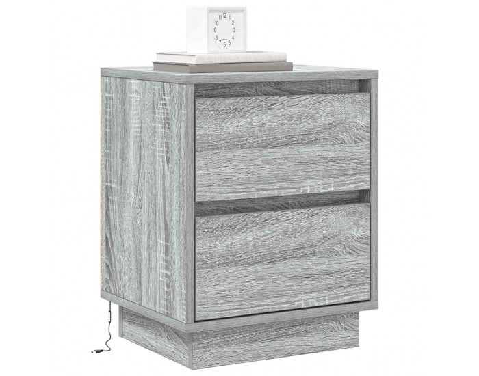 Sonata H Нощен шкаф с чекмедже с Сив 39 x 34.5 x 50 см Инженерно дърво