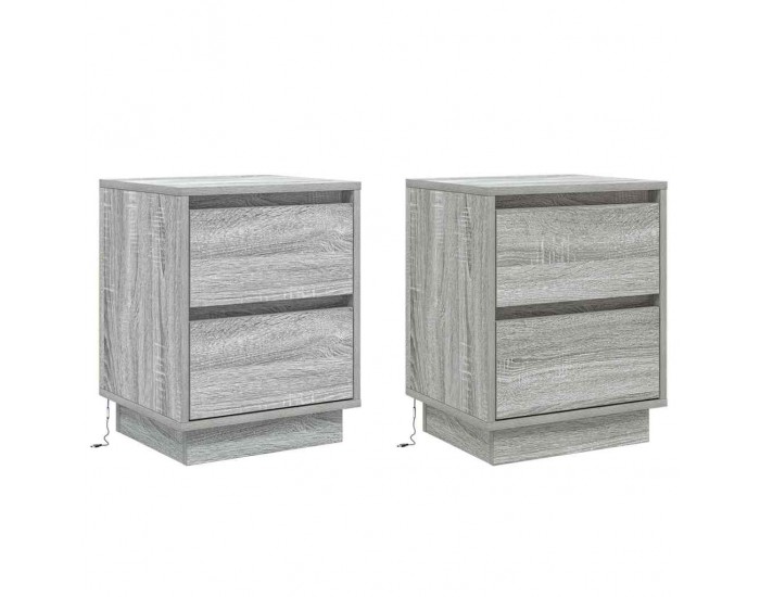 Sonata H Нощен шкаф с 2 pcs Сив 39 x 34.5 x 50 см Инженерно дърво