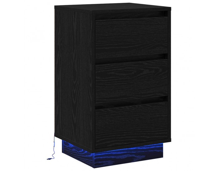 Sonata H Нощен шкаф с чекмедже с Черно 39 x 34.5 x 65 см Инженерно дърво