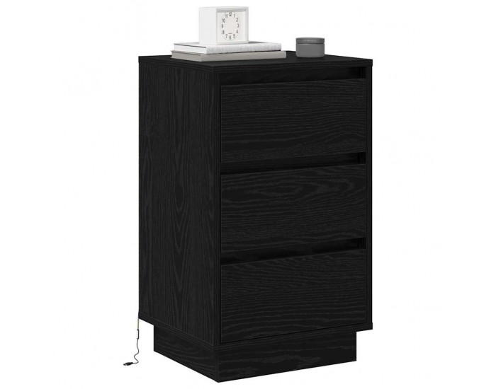 Sonata H Нощен шкаф с чекмедже с Черно 39 x 34.5 x 65 см Инженерно дърво