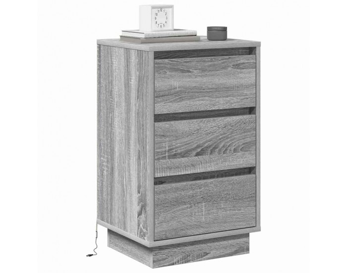 Sonata H Нощен шкаф с чекмедже с Сив 39 x 34.5 x 65 см Инженерно дърво
