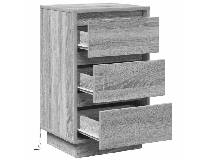 Sonata H Нощен шкаф с чекмедже с Сив 39 x 34.5 x 65 см Инженерно дърво