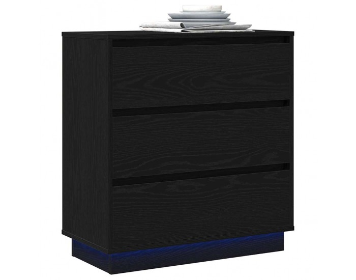 Sonata H Нощен шкаф с чекмедже с Черно 71 x 34.5 x 75 см Инженерно дърво