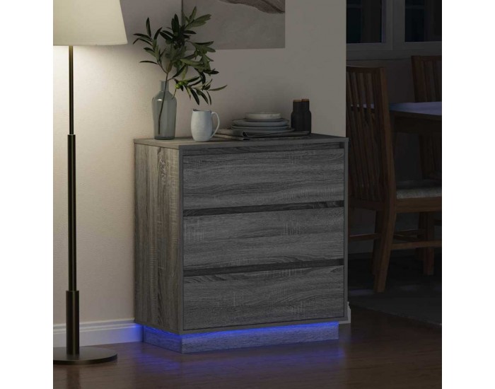 Sonata H Нощен шкаф с чекмедже с Сив 71 x 34.5 x 75 см Инженерно дърво