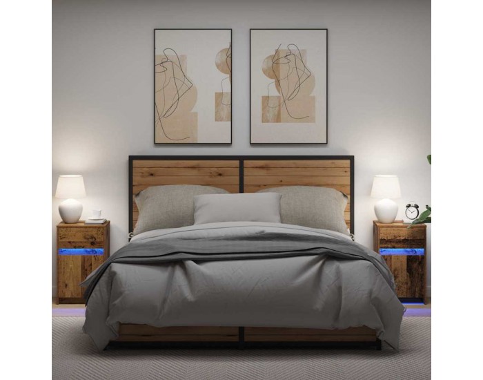 Sonata H LED нощно шкафче с чекмедже 2 pcs Старо дърво 38 x 34 x 61 см