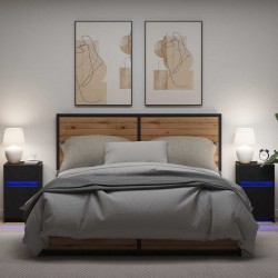 Sonata H LED нощно шкафче с чекмедже 2 pcs Черен дъб 38 x 34 x 61 см - Noptiere