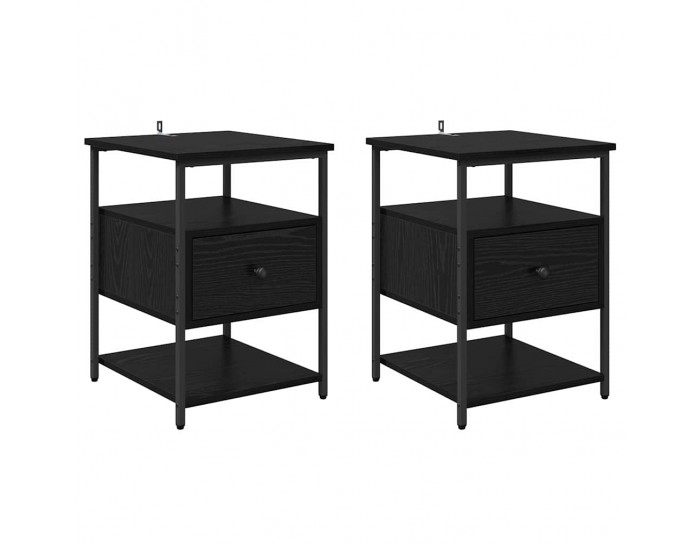 Sonata H Нощен шкаф 2 pcs Черен дъб 40 x 42 x 56 см Инженерно дърво