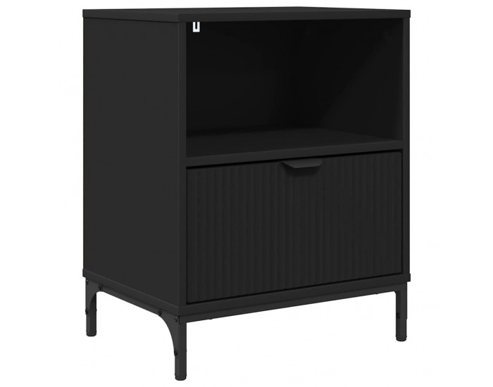 Sonata H Нощно шкафче с чекмедже Черно 49 x 36 x 61 см Инженерно дърво