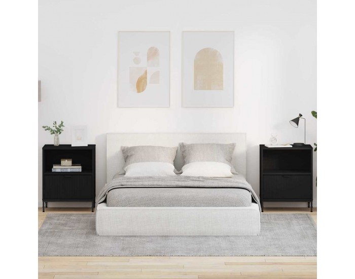 Sonata H Нощни маси 2 pcs Черно 49 x 36 x 61 см Инженерно дърво