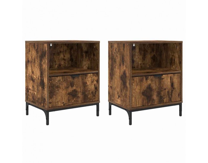 Sonata H Нощни маси 2 pcs Опушен дъб 49 x 36 x 61 см Инженерно дърво