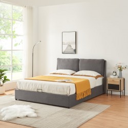 Тапицирано легло Lunner с кутия за легло 160x200 см тъмно сиво [] - Paturi tapițate