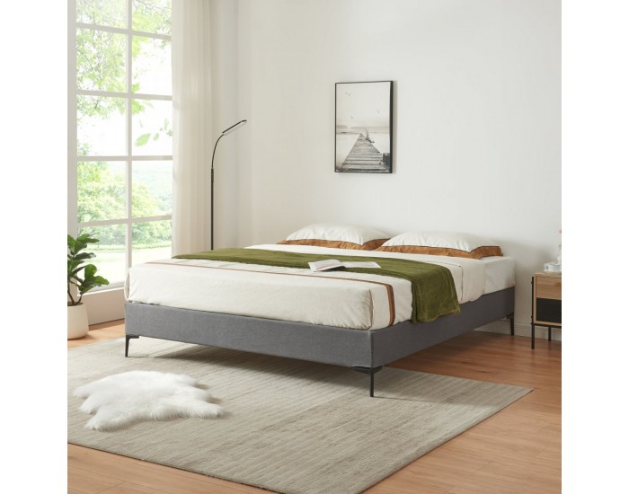 Двойно легло Lilla Textil 180x200 см тъмно сиво []
