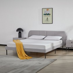 Тапицирано легло Porvoo текстил 160x200 см сиво [] - Paturi tapițate