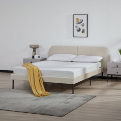 Тапицирано легло Porvoo кадифе 140x200 см бежово [] - Paturi tapițate