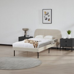 Тапицирано легло Porvoo кадифе 90x200 см бежово [] - Paturi tapițate