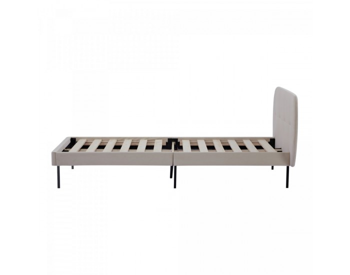 Тапицирано легло Porvoo кадифе 90x200 см бежово []
