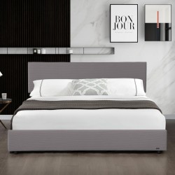 Тапицирано легло Юва Корд с ламелна рамка 160х200 см Сив Кориум - Corium