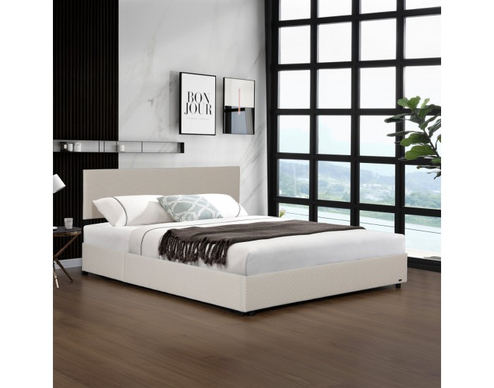 Тапицирано легло Juva Cord с ламелна рамка 160x200 см Beige Corium