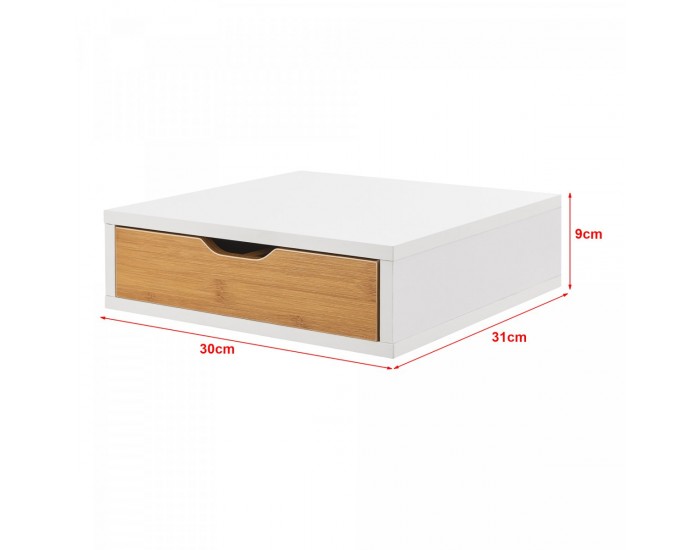 Кутия за чекмедже Vieremä 9x30x31cm бяла/бамбукова визия []
