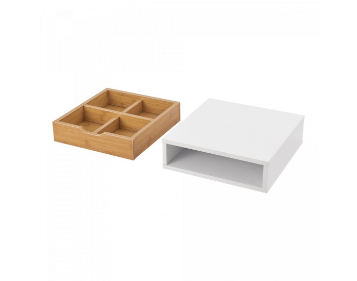 Кутия за чекмедже Vieremä 9x30x31cm бяла/бамбукова визия []