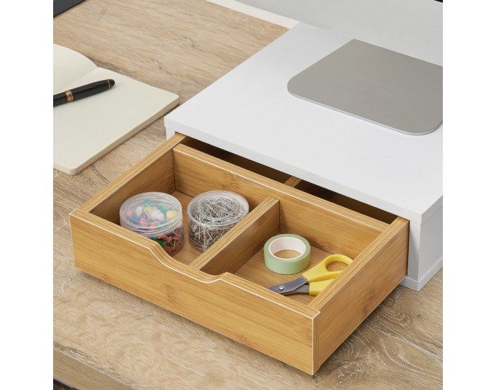 Кутия за чекмедже Vieremä 9x30x31cm бяла/бамбукова визия []
