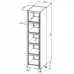Шкаф Joroinen с 5 врати, прахово боядисана стомана, 180x38x45 см, сив [] - Corpuri, vitrine, biblioteci modulare