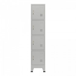 Шкаф Joroinen с 4 врати стоманен прахово боядисан 180x38x45 см сив [] - Corpuri, vitrine, biblioteci modulare
