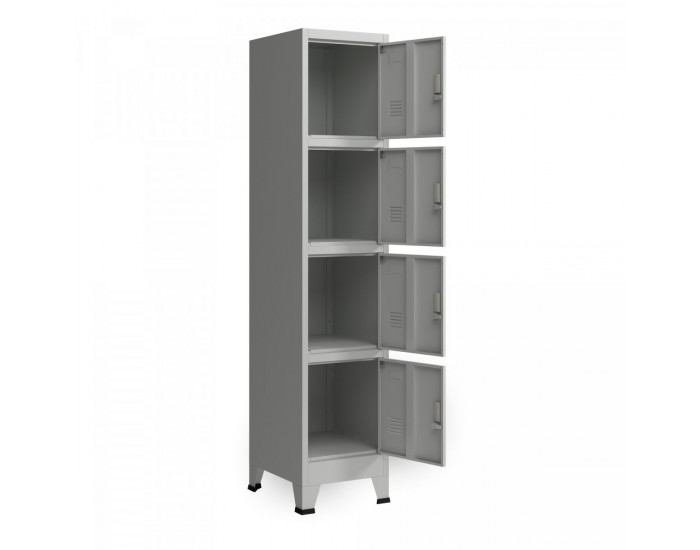 Шкаф Joroinen с 4 врати стоманен прахово боядисан 180x38x45 см сив []